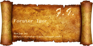 Forster Igor névjegykártya