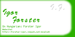 igor forster business card